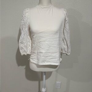 A New Day White Eyelet Sleeve Blouse